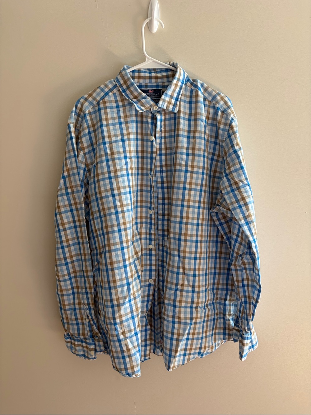 Vineyard Vines Blue and Brown Plaid Button-Down Shirt